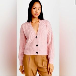 Scotch & Soda Fuzzy Boxy Fit Cardigan Size Small Flamingo Pink